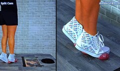 Shredding His Cock & Balls Under My Vans Hi Tops - Split Cam - A145SPLIT