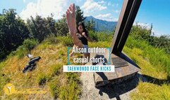Alison outdoor casual shorts taekwondo face kicks