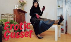 Erotic Gusset Reina leather shiny legs POV