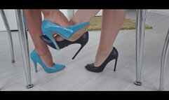 Crossed Legs Toe Tapping and Footsie close up