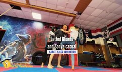 Lethal Blonde and Sonya casual karate kicks domination