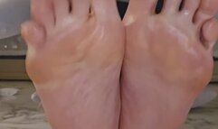 Oily creamy crossed toes