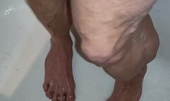 Steamy calves in the shower