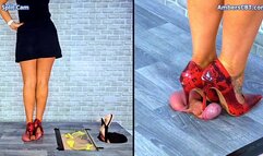 Crushing The Cum From His Balls Under My Red Snakeskin Heels - Split Cam - A146SPLIT