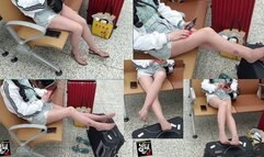 Feet up on trolley bag