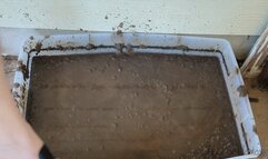 Fifi playing in a bin of mud wearing loafer style mule sandals *NEW midweek replay in case you missed it*