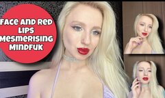Red glossy lips and face fetish mesmerising