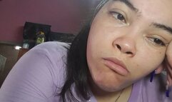 Fat woman yawns in the morning