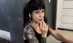 Enjoying a cigarette at sunset