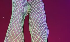 Sexy Filipina Feet in Neon Fishnet stocking on the pool table