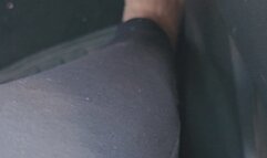 Gigi driving barefoot and pushing it a bit