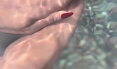 Ebony Goddess dark red nails aquatic domination