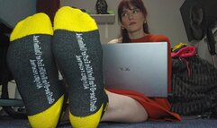 Step mom finds your search history, you've been looking for pics of her feet on her social media She makes you stroke your cock to her socked feet while showing you pictures of her bare soles