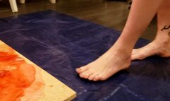 Karina Stuck Barefoot in Six Layer Deep Glue Trap
