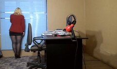 Hot secretary at photo shoot