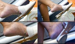 Stunning slipper dangling feet fetish admiration