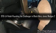 978-Lili Pedal-Pounding the Challenger in Black Mary Janes Wedges 2