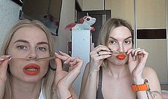 Sniffing their red lips! MP4