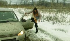 Russian girl Karina gets stuck on the way to the interview
