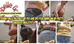 Making a pit stop at the public bathroom and modeling my new chocolate bra