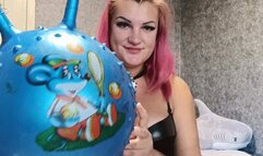 sexy Val jump on hopper ball