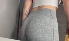 My stepsister masturbates in a maxi dress, has an orgasm in my room, and shows off her camel toe pussy in sexy