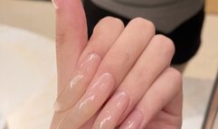 #217 - Long natural nails show in mirror