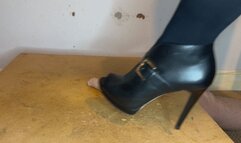 Platform heels flatten his cock