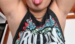 Cleaning, affecting and smelling my hairy and dirty armpits