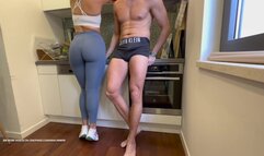 Gym Couple Dry Humping in Kitchen after Workout