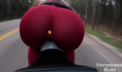 Biker Girl Rides Motorcycle With LED Light Up Butt Plug - VenessasButt