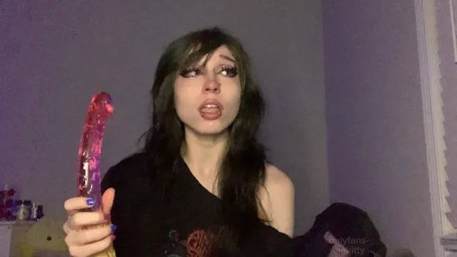 Dumb Emo Spits N Explores New Gummy Worm Double Dildo