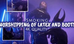 Boots and Latex Worship for a Smoking Goddess | Mistress Karino [4K MP4] Polish Mistress