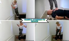 Trample Stairway To Heaven - Goddess Rapture Makes Her Foot Slut Take Her Sneaker, Sock, and Bare Foot Trampling - She Uses Foot Domination To Crush His Face, Stomach, Throat, and Cock - HD (WMV)