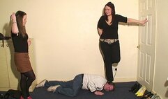 Hannah & Ariana Take Turns Trampling The Slaves Head In Lots Of Shoes