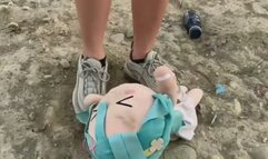 cute feet trample and crush toy + dirty feet + spitting