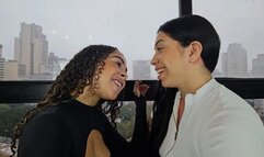 Deep Kiss Between a Hot Brunette and a Thick-Lipped Fair-Skinned Beauty - By Bela Cruel and Paola Sanches - Part 1