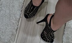 Strappy high heels moan