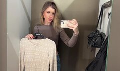Hot Blonde Dildo Fun in A Public Mall Changing Room Female Solo Anal
