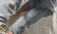 Asics Shoejob and Humiliation - Tramplegirl in Sneakers does some Cocktrampling and gives a Shoejob with spitting before she pisses on his slaves cock and cum - Shoejob, sneaker fetish, golden shower, shoe fetish, CBT, pee - multi - 4k