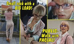 Small cock with a big load of sperm! Tranny Public walk with a cum face!!