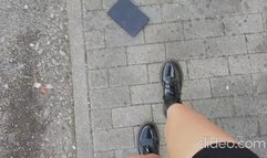 hard crush tablet with shoes trample and walk