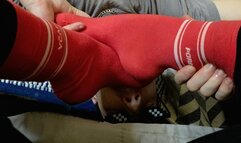 BDSM compilation session with; candle wax, spanking and whipping and very hot foot worship, socks fetish, foot fetish and verbal humiliation with My Mistress GospodaricaEmma and me Her sub Wolfy01