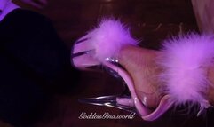 WORSHIP GODDESS GINA'S 8" FLUFFY PINK HEELS POV