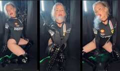 Sexy Ferrari Girl in Boots smokes marlboro red 100