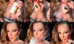 Virginia slims - I light up and you lose yourself - Audible Inhales and exhales - Close-up