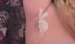 BBW whore has her hairy armpits shaved by fuckbud