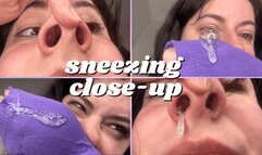 Sneezing Close Up with Snot and Nose Picking