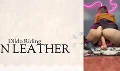 dildo riding in brown leather