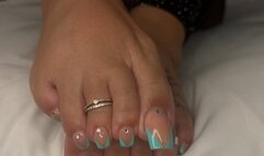 @Prettypediprin feet tease with her turquoise french tip pedi